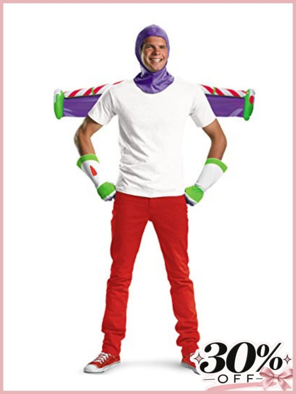 Adult Buzz Lightyear Costume Kit Hood Gloves Inflatable Jet Pack